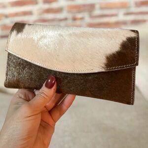 Elegant Brown and Cream Women's Cow Hair On Amd Genuine Leather  Wallet !